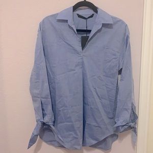 Zara Woman Blue shirt With Bowknot on sleeve NWT